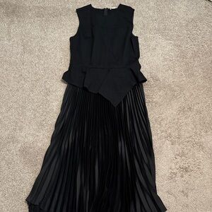Shoshanna Black Asymmetrical Pleated Dress